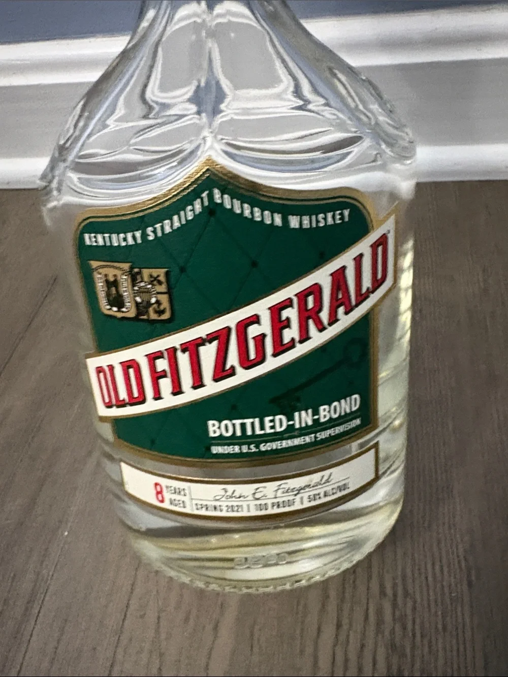Empty Old Fitzgerald 8 year Bourbon Whiskey Bottle Spring 2021